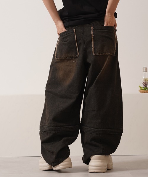 1111clothing(ワンフォークロージング)の「2WAY ダブルニー ワイドカーブパンツ / 2WAY Double Knee Wide Curve Pants(その他パンツ・メンズ・ブラック/カモフラージュ・M/L)」の9枚目の写真
