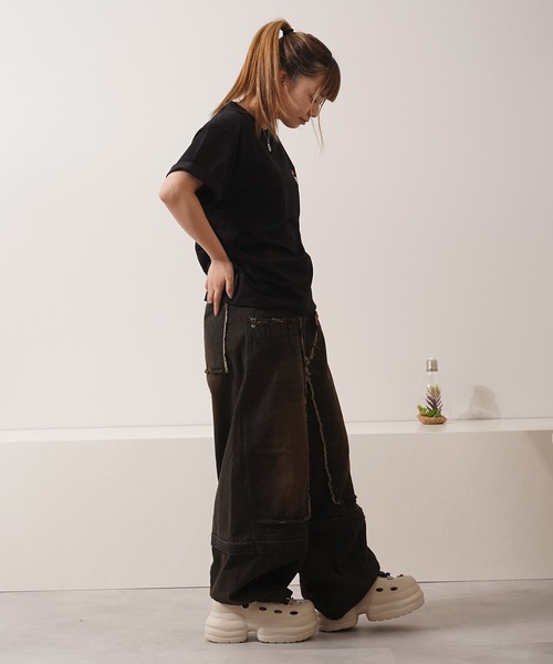 1111clothing(ワンフォークロージング)の「2WAY ダブルニー ワイドカーブパンツ / 2WAY Double Knee Wide Curve Pants(その他パンツ・メンズ・ブラック/カモフラージュ・M/L)」の12枚目の写真