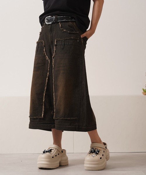 1111clothing(ワンフォークロージング)の「2WAY ダブルニー ワイドカーブパンツ / 2WAY Double Knee Wide Curve Pants(その他パンツ・メンズ・ブラック/カモフラージュ・M/L)」の18枚目の写真