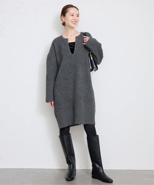 SLOBE IENA(スローブイエナ)の「《追加》ウォッシャブルファーリーミニワンピース(ワンピース・レディース・チャコールグレー/キャメル・FREE)」の7枚目の写真
