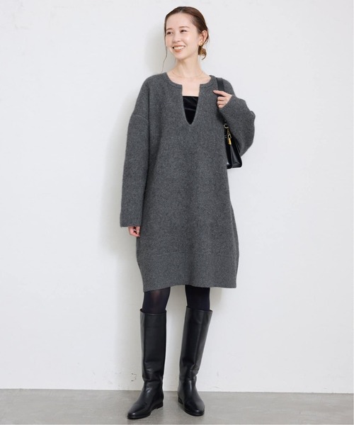 SLOBE IENA(スローブイエナ)の「《追加》ウォッシャブルファーリーミニワンピース(ワンピース・レディース・チャコールグレー/キャメル・FREE)」の8枚目の写真