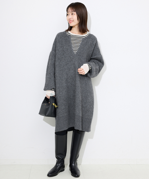 SLOBE IENA(スローブイエナ)の「《追加》ウォッシャブルファーリーミニワンピース(ワンピース・レディース・チャコールグレー/キャメル・FREE)」の16枚目の写真