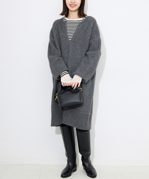 SLOBE IENA(スローブイエナ)の「《追加》ウォッシャブルファーリーミニワンピース(ワンピース・レディース・チャコールグレー/キャメル・FREE)」の17枚目の写真