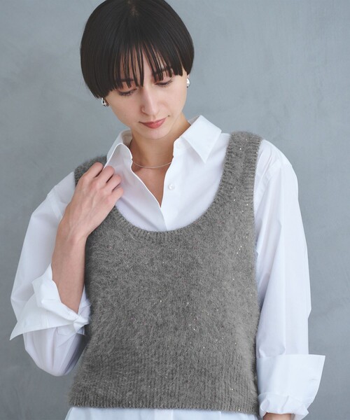 セール】フォックス カシミヤ スパンコール 2WAY ニットベスト（ニット