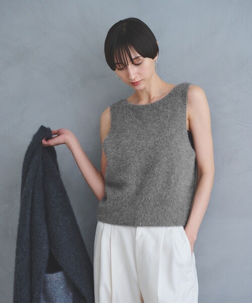 フォックス カシミヤ スパンコール 2WAY ニットベスト（ニット