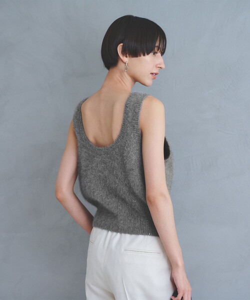 エクストリームカシミヤ　ニットベスト　スパンコール UNITED ARROWS｜フォックス カシミヤ スパンコール 2WAY ニットベスト