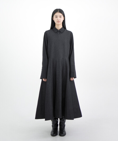 Bshop（ビショップ）の「eunoia | デニム フレアワンピース WOMEN（ワンピース・レディース・ブラック・ONE）」の9枚目の写真