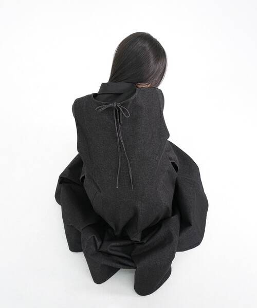 Bshop（ビショップ）の「eunoia | デニム フレアワンピース WOMEN（ワンピース・レディース・ブラック・ONE）」の10枚目の写真