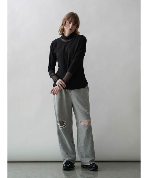 :ETHROF(イーサオブ)の「SHEER DOCKING RIB TOPS(Tシャツ/カットソー・レディース・オフホワイト/ブラック/ピンク系その他2/ブルー・FREE)」の8枚目の写真