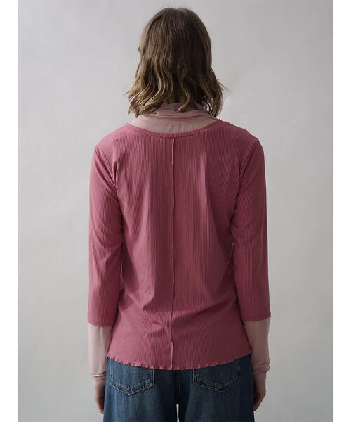 :ETHROF(イーサオブ)の「SHEER DOCKING RIB TOPS(Tシャツ/カットソー・レディース・オフホワイト/ブラック/ピンク系その他2/ブルー・FREE)」の11枚目の写真