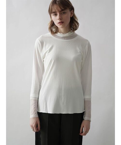 SHEER DOCKING RIB TOPS（Tシャツ/カットソー）｜:ETHROF（イーサオブ