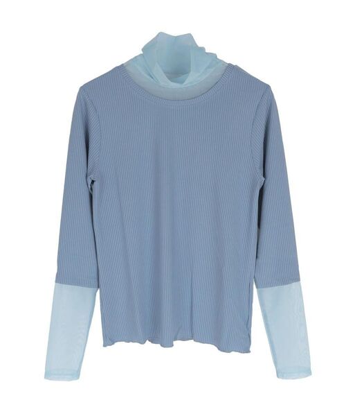 :ETHROF(イーサオブ)の「SHEER DOCKING RIB TOPS(Tシャツ/カットソー・レディース・オフホワイト/ブラック/ピンク系その他2/ブルー・FREE)」の12枚目の写真