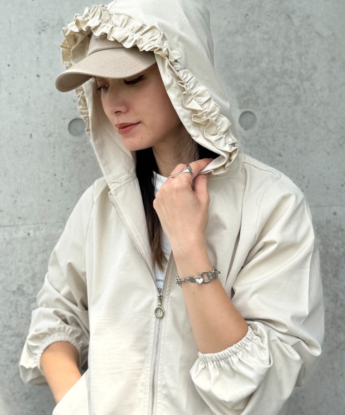 deux amour（ドゥーザムール）の「フードフリルブルゾン（ブルゾン・レディース・ブラック/ベージュ・M～Ｌ）」の8枚目の写真