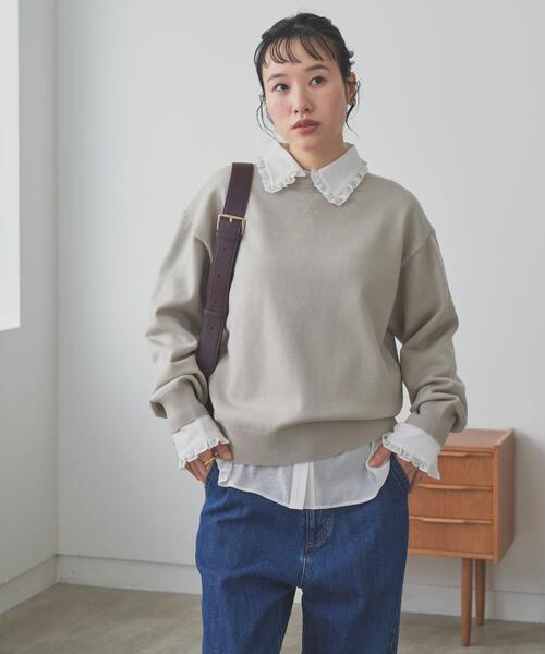 URBAN RESEARCH DOORS（アーバンリサーチドアーズ）の「『仁村紗和さん着用』『UR TECH 200日ニット』スウェットライクプルオーバー（ニット/セーター・レディース・ライトグレー/ブラウン/ミント/オレンジ/レッド系その他/オフホワイト/チャコールグレー・MEDIUM）」の8枚目の写真