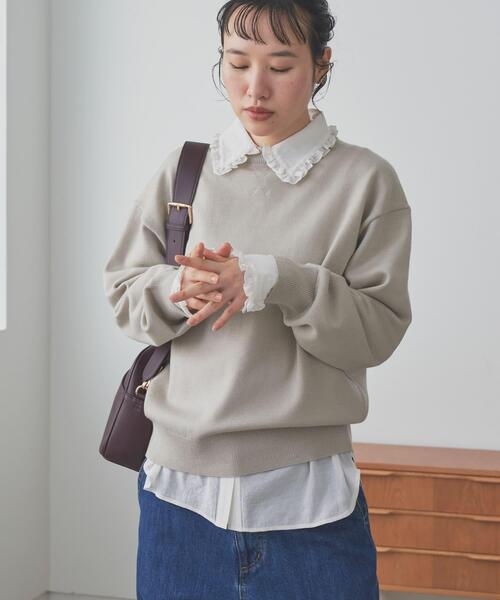 URBAN RESEARCH DOORS（アーバンリサーチドアーズ）の「『仁村紗和さん着用』『UR TECH 200日ニット』スウェットライクプルオーバー（ニット/セーター・レディース・ライトグレー/ブラウン/ミント/オレンジ/レッド系その他/オフホワイト/チャコールグレー・MEDIUM）」の9枚目の写真