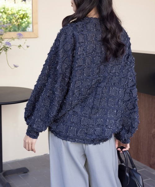 ReRe(リリ)の「フリンジ素材ニットプルオーバー(シャツ/ブラウス・レディース・ブラック/ベージュ/ネイビー・MEDIUM)」の6枚目の写真