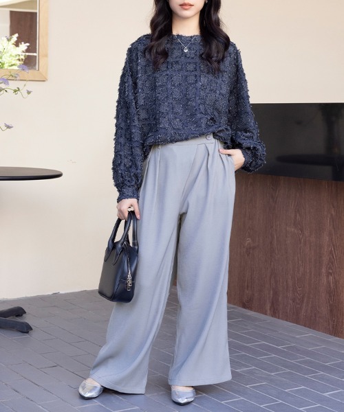 ReRe(リリ)の「フリンジ素材ニットプルオーバー(シャツ/ブラウス・レディース・ブラック/ベージュ/ネイビー・MEDIUM)」の7枚目の写真