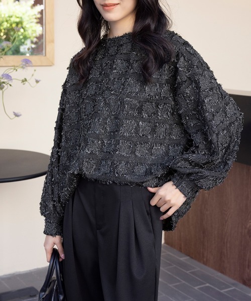ReRe(リリ)の「フリンジ素材ニットプルオーバー(シャツ/ブラウス・レディース・ブラック/ベージュ/ネイビー・MEDIUM)」の10枚目の写真