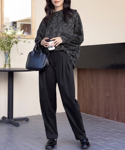 ReRe(リリ)の「フリンジ素材ニットプルオーバー(シャツ/ブラウス・レディース・ブラック/ベージュ/ネイビー・MEDIUM)」の12枚目の写真