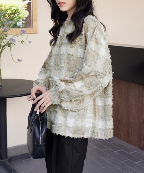 ReRe(リリ)の「フリンジ素材ニットプルオーバー(シャツ/ブラウス・レディース・ブラック/ベージュ/ネイビー・MEDIUM)」の15枚目の写真