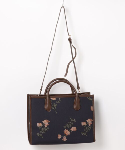 Andemiu（アンデミュウ）の「【オリジナル柄】ゴブランフラワーBAG597399（トートバッグ・レディース・ダークブラウン/ネイビー/アイボリー・FREE）」の5枚目の写真