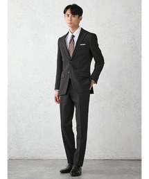 Perfect Suit FActory(パーフェクトスーツファクトリー)の《WOOLY WASH SUIT》WEB限定スーツ【洗える/ウールライク】ストライプ グレー(スーツセット)