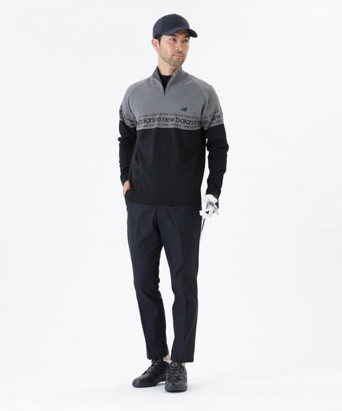 new balance golf】ロゴライン 軽量 ハーフジップ スタンド ニット