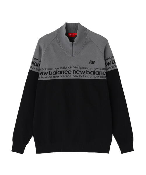 new balance golf】ロゴライン 軽量 ハーフジップ スタンド ニット