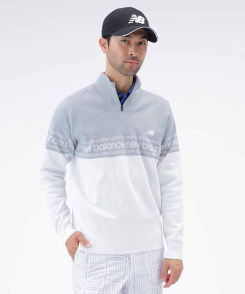 new balance golf】ロゴライン 軽量 ハーフジップ スタンド ニット