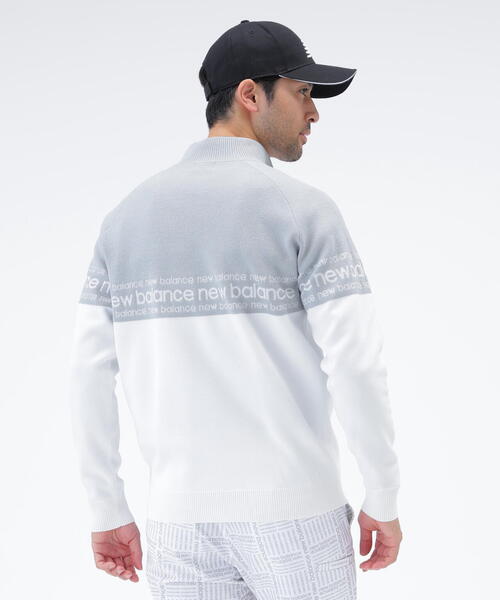 new balance golf】ロゴライン 軽量 ハーフジップ スタンド ニット
