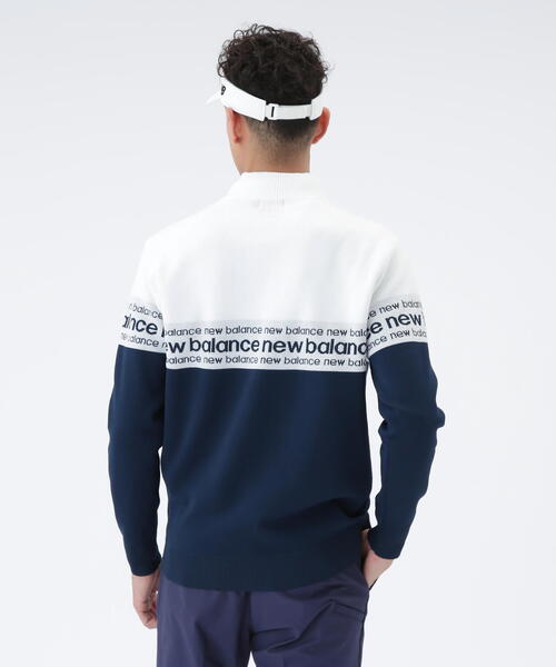 new balance golf】ロゴライン 軽量 ハーフジップ スタンド ニット