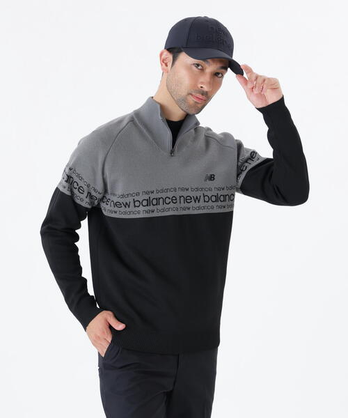 new balance golf】ロゴライン 軽量 ハーフジップ スタンド