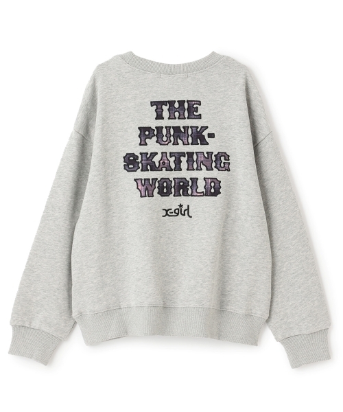 X-girl Stages（エックスガールステージス）の「チェックパッチロゴトレーナー（スウェット・キッズ・オフホワイト/トップグレー/ブラック・140cm/110cm/120cm/100cm/130cm/80ｃｍ/90cm）」の4枚目の写真