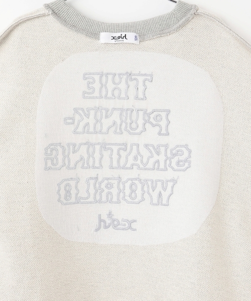 X-girl Stages（エックスガールステージス）の「チェックパッチロゴトレーナー（スウェット・キッズ・オフホワイト/トップグレー/ブラック・140cm/110cm/120cm/100cm/130cm/80ｃｍ/90cm）」の9枚目の写真