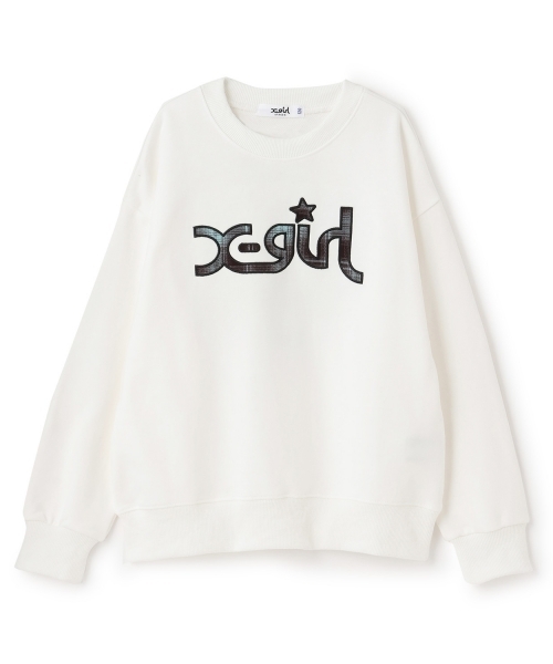 X-girl Stages（エックスガールステージス）の「チェックパッチロゴトレーナー（スウェット・キッズ・オフホワイト/トップグレー/ブラック・140cm/110cm/120cm/100cm/130cm/80ｃｍ/90cm）」の13枚目の写真