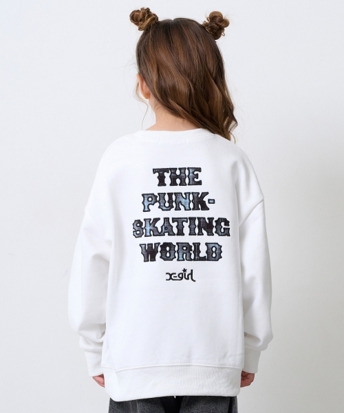 X-girl Stages（エックスガールステージス）の「チェックパッチロゴトレーナー（スウェット・キッズ・オフホワイト/トップグレー/ブラック・140cm/110cm/120cm/100cm/130cm/80ｃｍ/90cm）」の15枚目の写真