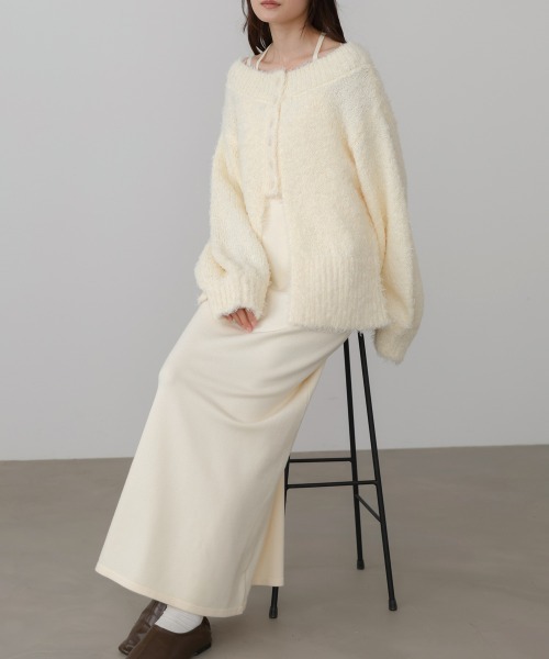 Bab（バブ）の「【S・Mサイズ展開】前後2WAYニットカーディガン＋ニットキャミワンピース（ワンピース・レディース・アイボリー/チャコールグレー/ベージュ・S/M）」の4枚目の写真