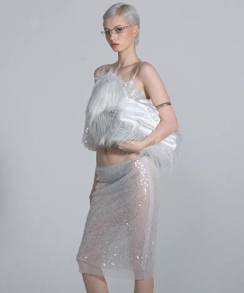 sculptor fluffy slouchy satin bag グレー Fluffy Slouch Satin Bag（ショルダーバッグ）｜SCULPTOR
