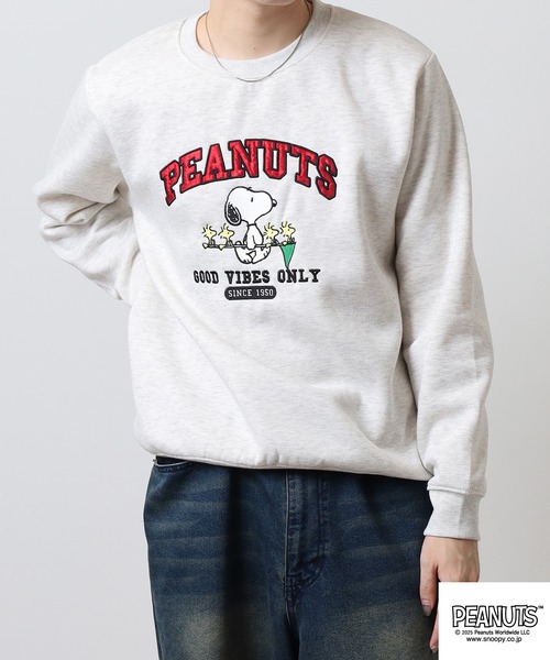 PEANUTS（ピーナッツ）の「PEANUTS 裏起毛トレーナー（スウェット・メンズ・オートミール/グレイッシュブルー・S/M/L/LL/3L/4L）」の16枚目の写真