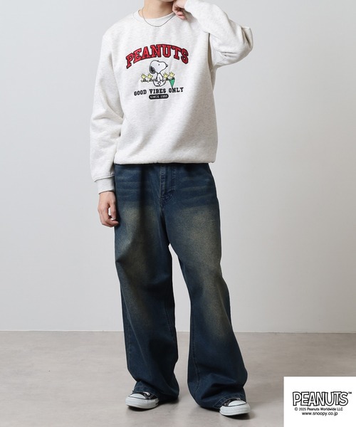 PEANUTS（ピーナッツ）の「PEANUTS 裏起毛トレーナー（スウェット・メンズ・オートミール/グレイッシュブルー・S/M/L/LL/3L/4L）」の19枚目の写真