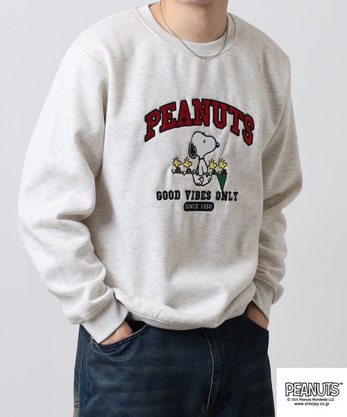 PEANUTS（ピーナッツ）の「PEANUTS 裏起毛トレーナー（スウェット・メンズ・オートミール/グレイッシュブルー・S/M/L/LL/3L/4L）」の18枚目の写真