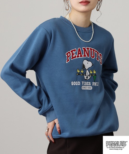 PEANUTS（ピーナッツ）の「PEANUTS 裏起毛トレーナー（スウェット・メンズ・オートミール/グレイッシュブルー・S/M/L/LL/3L/4L）」の14枚目の写真
