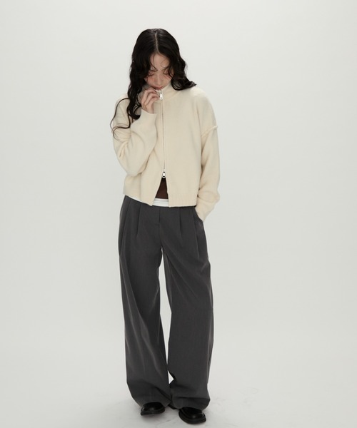 Zip Mock Neck Knit Pullover /ジップモックネックニット（パーカー