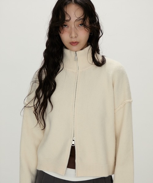 Zip Mock Neck Knit Pullover /ジップモックネックニット（パーカー