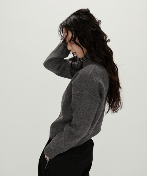 Zip Mock Neck Knit Pullover /ジップモックネックニット（パーカー