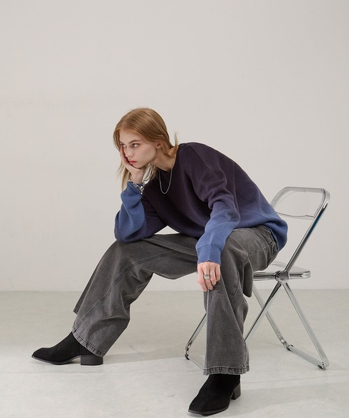 EMMA CLOTHES（エマクローズ）の「ミラノリブグラデーションルーズニットプルオーバー（ニット/セーター・メンズ・グレイッシュベージュ/ブラック/グレー/ネイビー・M/S/L）」の11枚目の写真