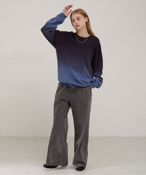 EMMA CLOTHES（エマクローズ）の「ミラノリブグラデーションルーズニットプルオーバー（ニット/セーター・メンズ・グレイッシュベージュ/ブラック/グレー/ネイビー・M/S/L）」の6枚目の写真