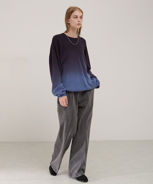 EMMA CLOTHES（エマクローズ）の「ミラノリブグラデーションルーズニットプルオーバー（ニット/セーター・メンズ・グレイッシュベージュ/ブラック/グレー/ネイビー・M/S/L）」の13枚目の写真