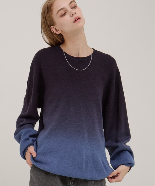 EMMA CLOTHES（エマクローズ）の「ミラノリブグラデーションルーズニットプルオーバー（ニット/セーター・メンズ・グレイッシュベージュ/ブラック/グレー/ネイビー・M/S/L）」の14枚目の写真