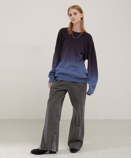 EMMA CLOTHES（エマクローズ）の「ミラノリブグラデーションルーズニットプルオーバー（ニット/セーター・メンズ・グレイッシュベージュ/ブラック/グレー/ネイビー・M/S/L）」の17枚目の写真